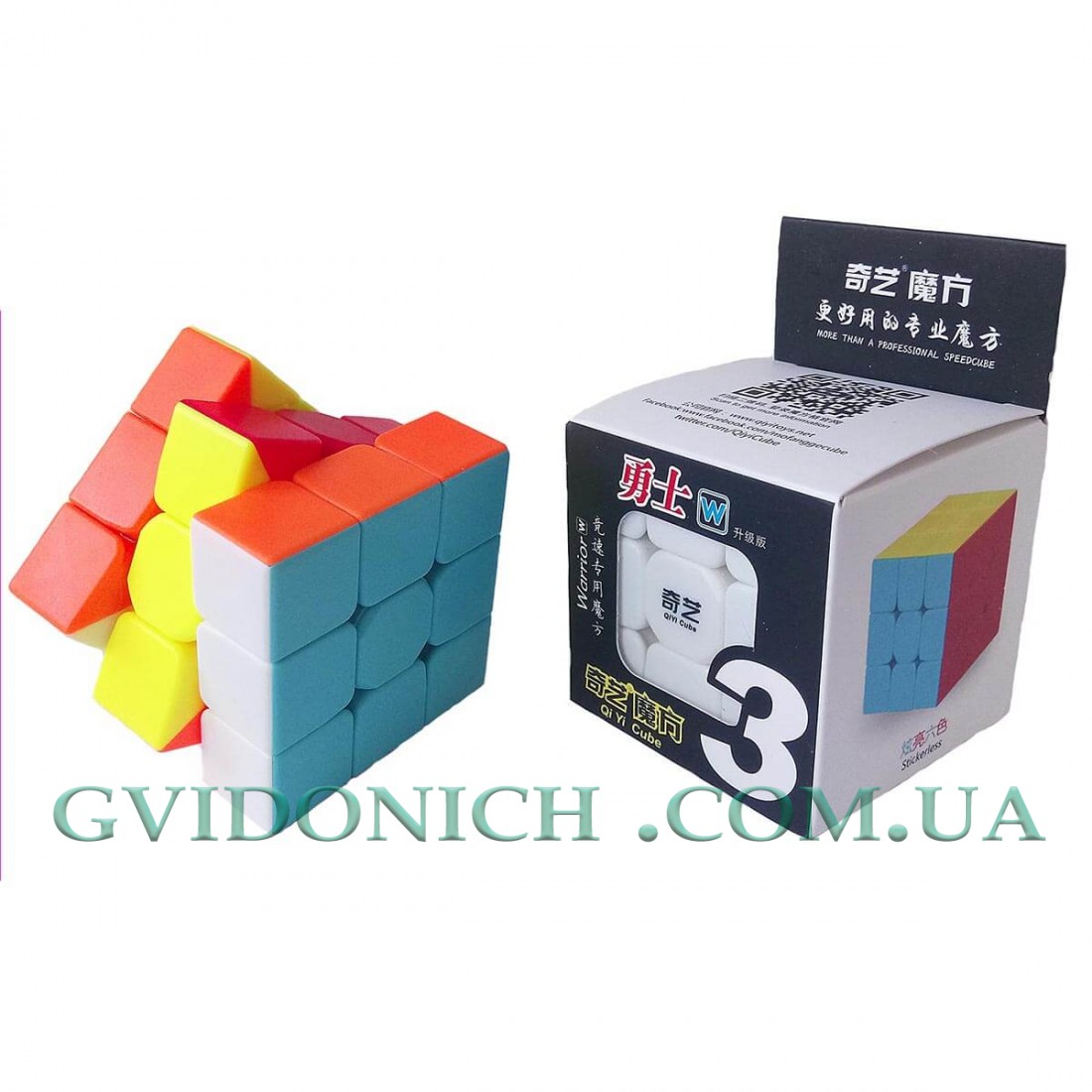 Кубик Рубик 3x3 из цветного пластика QiYi